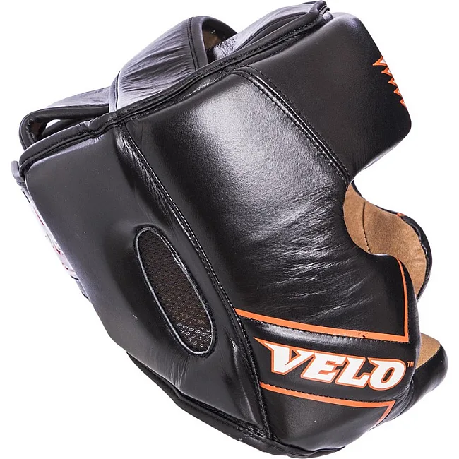 Боксерский шлем с полной защитой кожаный VELO VL-2219