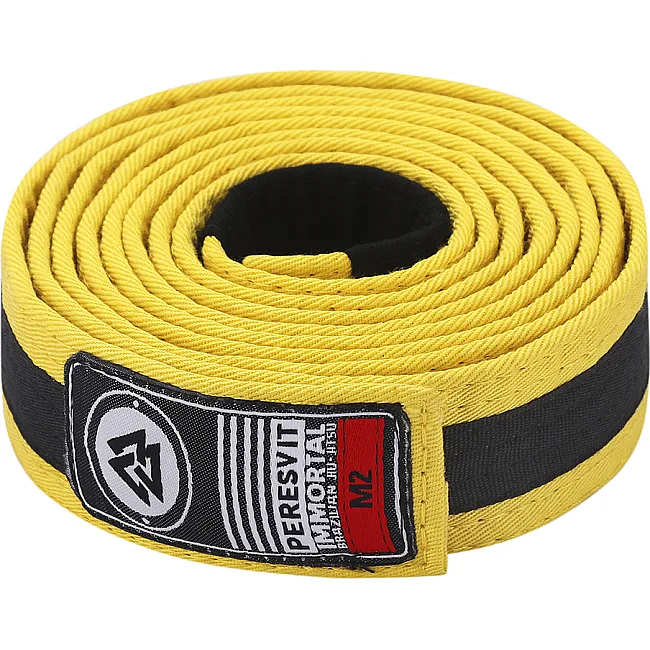 Детский пояс для кимоно БЖЖ Peresvit Yellow Black Stripe