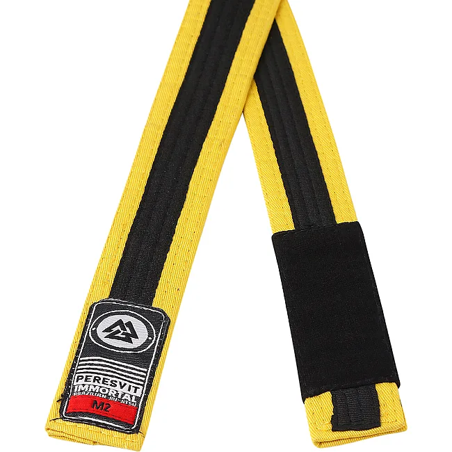 Детский пояс для кимоно БЖЖ Peresvit Yellow Black Stripe