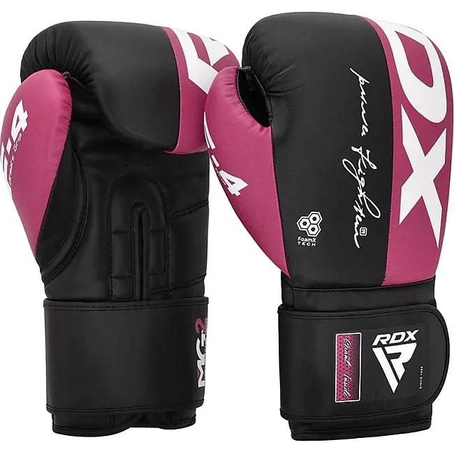 Боксерські рукавиці RDX BOXING GLOVES REX F4 чорний, рожевий