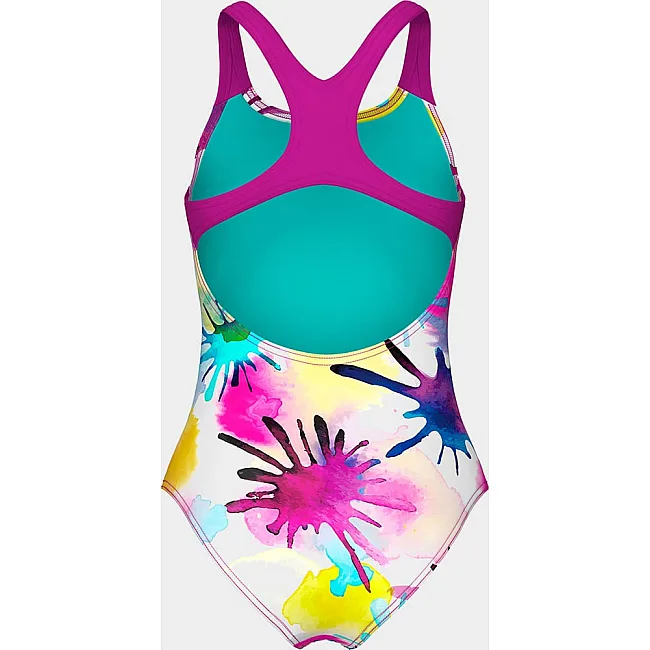Купальник закрытый для девочек Arena SPRAYING SWIMSUIT SWIM PRO BAC белый, розовый (для детей)