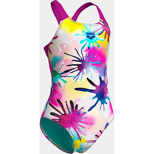 Купальник закрытый для девочек Arena SPRAYING SWIMSUIT SWIM PRO BAC белый, розовый (для детей)