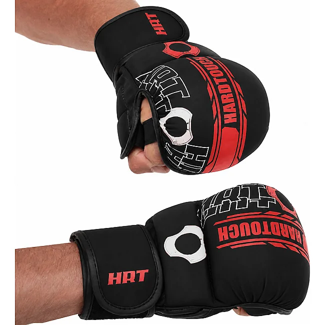 Рукавички Краби спарингові для MMA HARD TOUCH BO-00126 (Чорний-червоний)