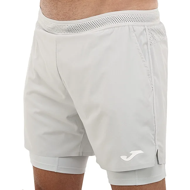 Спортивные шорты двойные 2 в 1 с тайтсами мужские JOMA ICONIC 104441-250 (Серый)