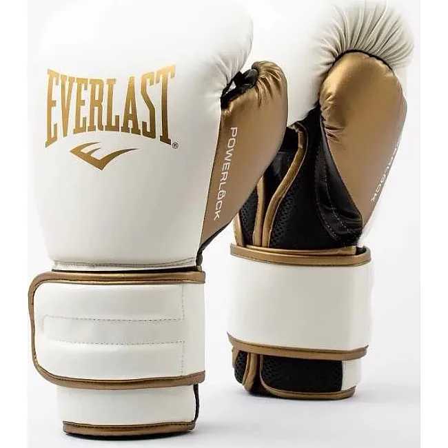 Боксерські рукавиці Everlast POWERLOCK 2R TRAINING GLOVE білий, золотий 10 унцій