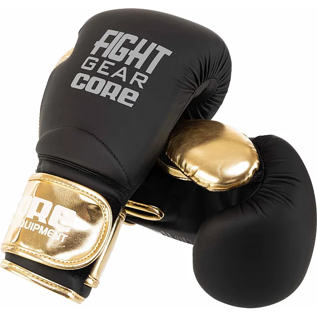 Перчатки для бокса PU CORE BO-5249 10-12унций (Черный-золотой)