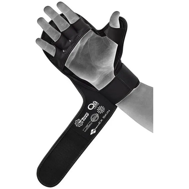 Перчатки для ММА RDX SHOOTER AURA PLUS T-17 Black Golden (капа в комплекте)