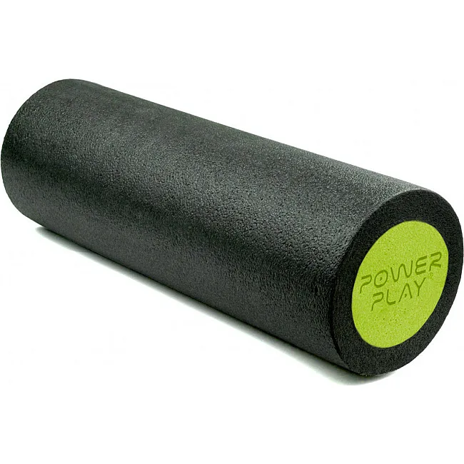 Массажный ролик (роллер) гладкий PowerPlay 4021 Fitness Roller Черно-зеленый (45x15см.)