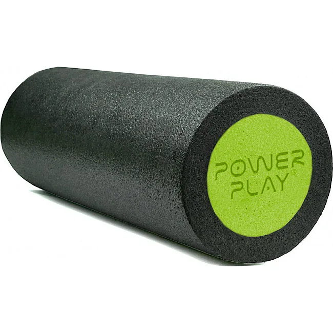 Массажный ролик (роллер) гладкий PowerPlay 4021 Fitness Roller Черно-зеленый (45x15см.)