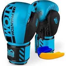 Боксерские перчатки Phantom APEX Neon Blue (капа в подарок)