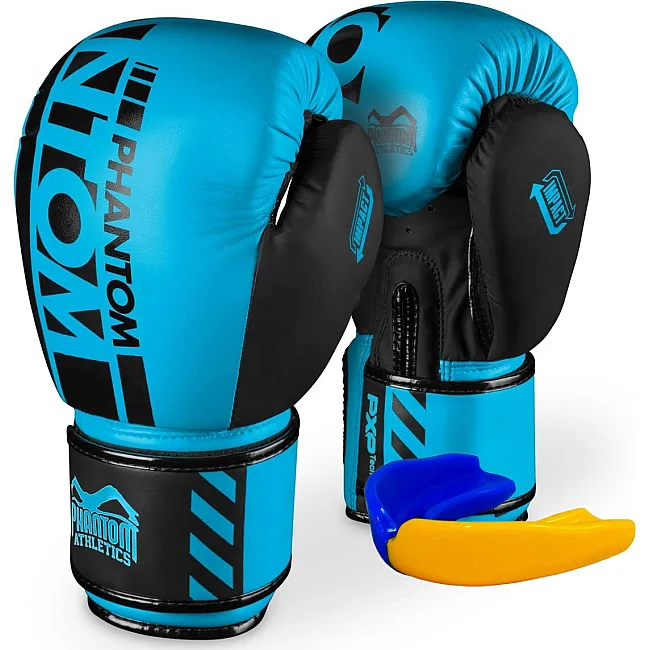 Боксерские перчатки Phantom APEX Neon Blue (капа в подарок)