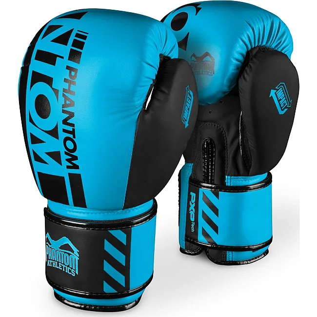 Боксерские перчатки Phantom APEX Neon Blue (капа в подарок)