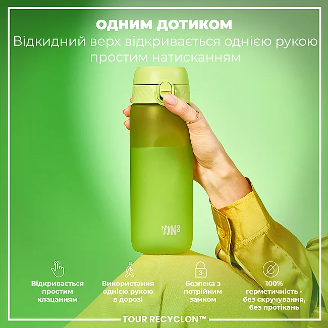 Бутылка для воды ION8 750 мл. (ЭКО бутылка) BPA Free, Green