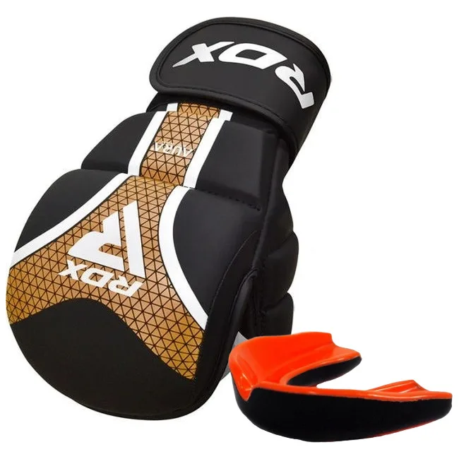 Перчатки для ММА RDX SHOOTER AURA PLUS T-17 Black Golden (капа в комплекте)