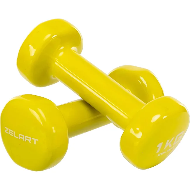 Гантели для фитнеса виниловые ZELART Beauty TA-5225-1 2шт 1кг (Желтый)