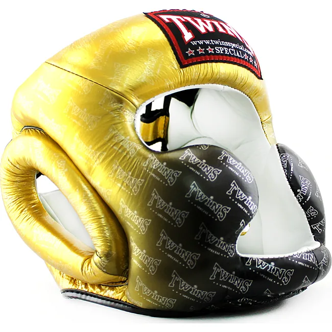 Боксерский шлем Twins FHGL3-TW1 Black-Gold