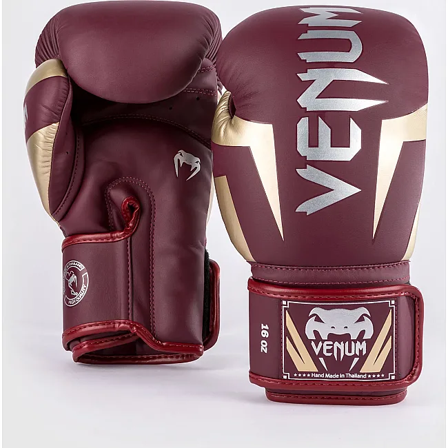 Перчатки для бокса VENUM Elite - Burgundy Gold
