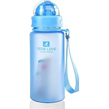 Спортивная бутылка CASNO 400 мл MX-5028 More Love Голубая с соломинкой