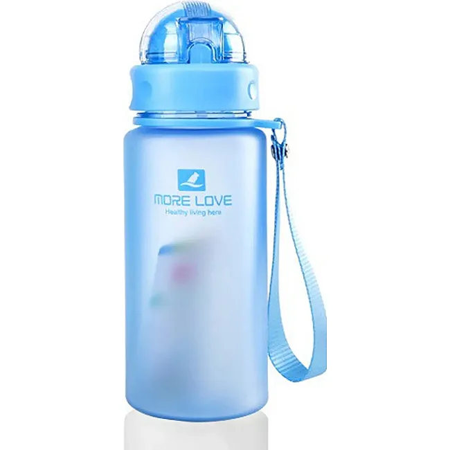 Спортивная бутылка CASNO 400 мл MX-5028 More Love Голубая с соломинкой