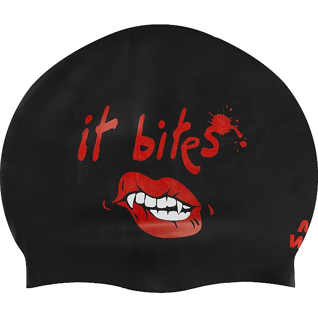 Двухсторонняя шапочка для плавания силиконовая для взрослых MADWAVE It bites reversible M055430 (Черный-золотой)