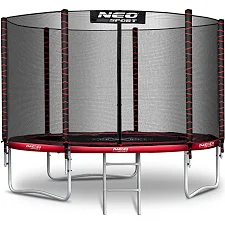 Батут Neo-Sport с наружной сеткой 252 см черно-красный