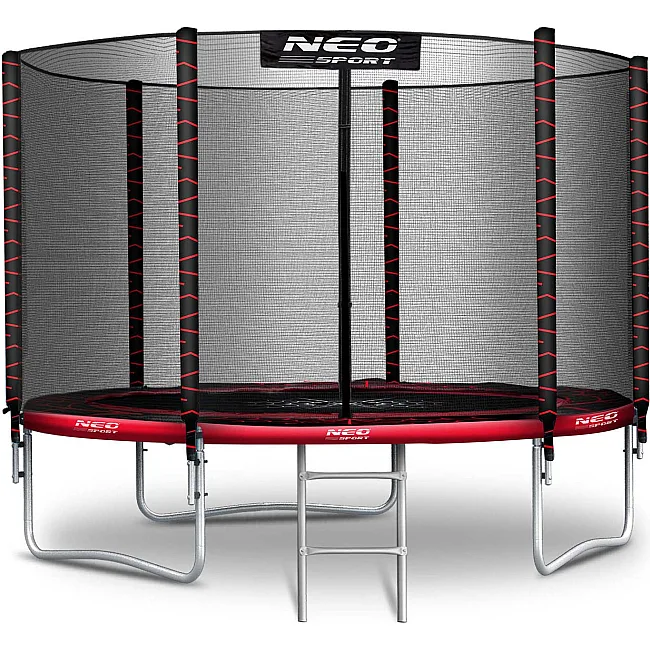 Батут Neo-Sport с наружной сеткой 252 см черно-красный