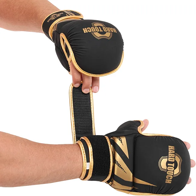 Рукавички Краби спарингові для MMA HARD TOUCH BO-00134 (Чорний-золотий)