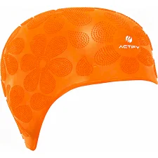 Шапочка для бассейна силиконовая на длинные волосы SP-SPORT ACTIFY FLOWER PL-0785 (Оранжевый)