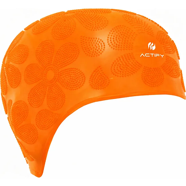 Шапочка для бассейна силиконовая на длинные волосы SP-SPORT ACTIFY FLOWER PL-0785 (Оранжевый)