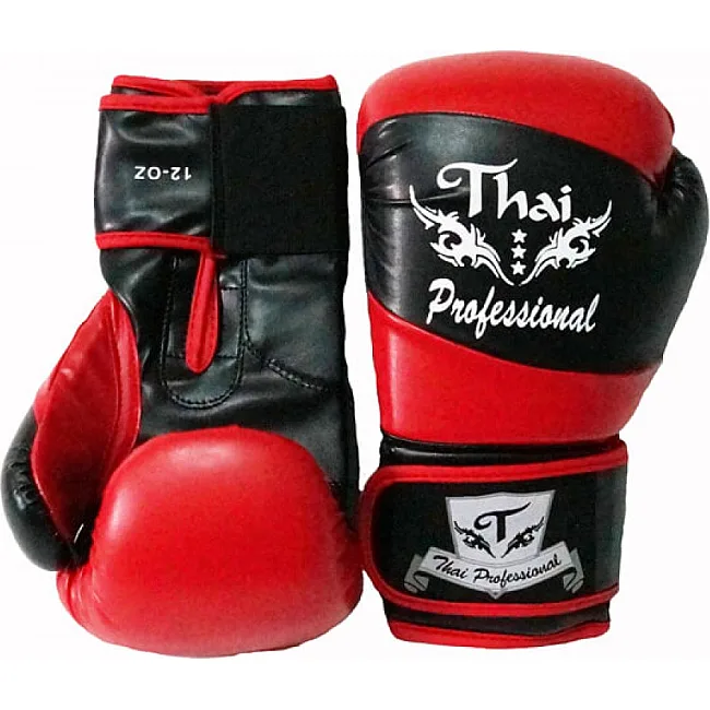 Боксерские перчатки Thai Professional BG7 Черные с красным