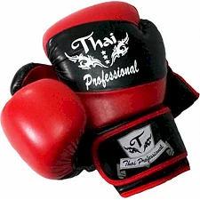 Боксерские перчатки Thai Professional BG7 Черные с красным