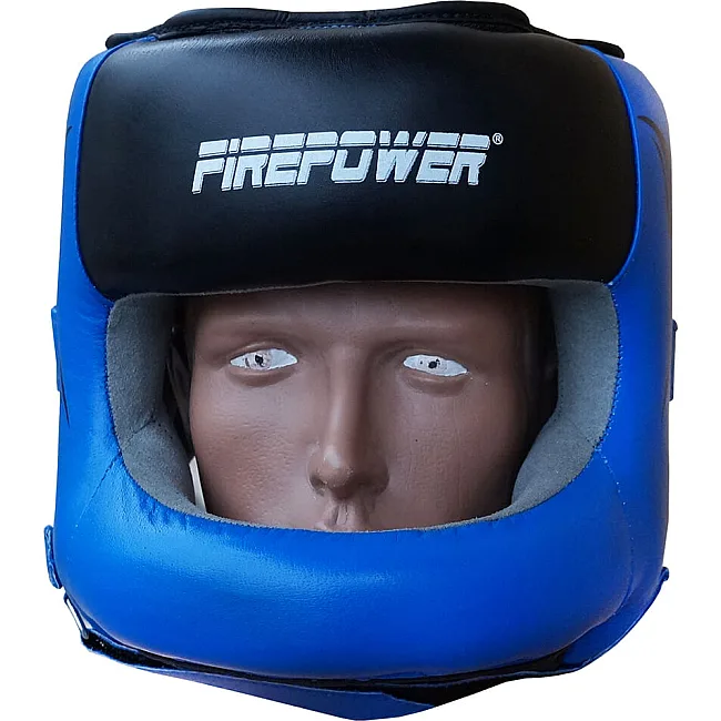 Боксерский шлем с бампером FirePower FPHG6 Черный с синим