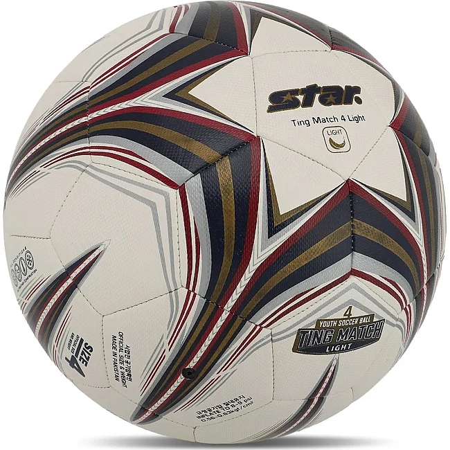 Футбольный мяч
 гибридная сшивка STAR TING MATCH 4 LIGHT HYBRID SB3144L №4 PU (Белый-золотой)