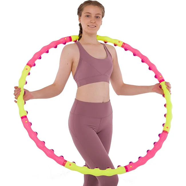 Обруч для похудения массажный разборной Хула Хуп
 SPORT HOOP JS-6013 8 секций
-лимонный