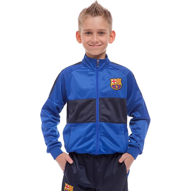 Спортивний костюм дитячий із символікою футбольного клубу BARCELONA кофта на блискавці та штани LIDONG LD-6130K-BS