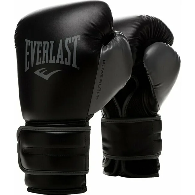 Боксерські рукавиці Everlast POWERLOCK 2R TRAINING GLOVE чорний, сірий 16 унцій