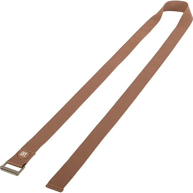 Ремень для йоги с металлической пряжкой BLOOM YOGA STRAP LB7086 183x3,8см (Коричневый)