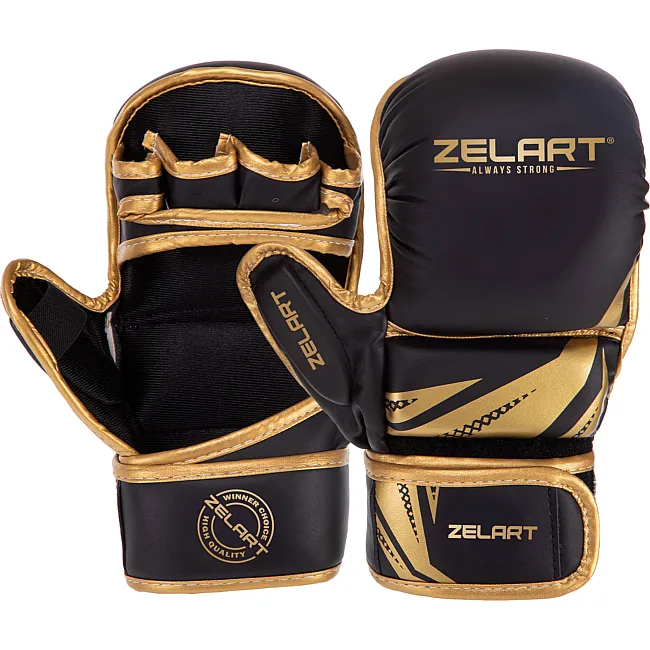 Распродажа! Перчатки Крабы спаринговые для MMA ZELART BO-3393 (Черный-белый)