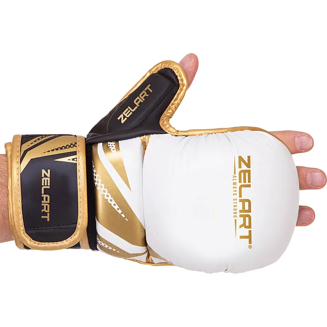 Распродажа! Перчатки Крабы спаринговые для MMA ZELART BO-3393 (Черный-белый)