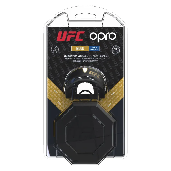 Капа для боксу для дітей OPRO Self-fit UFC GEN2 Gold Youth Black Gold