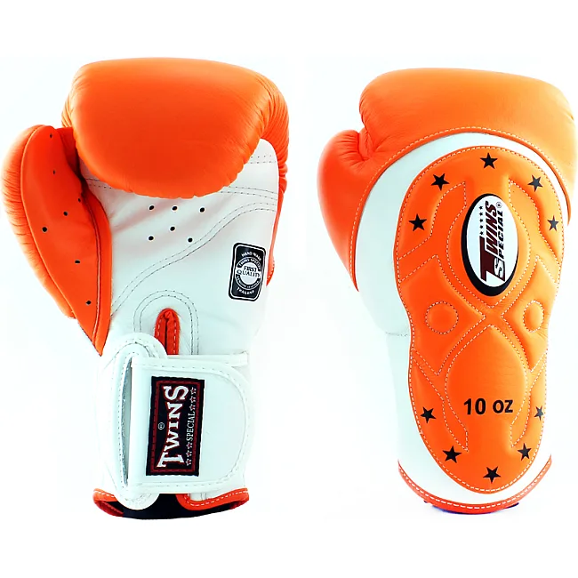 Перчатки для бокса TWINS Velcro Extra Design BGVL6-MK White Orange