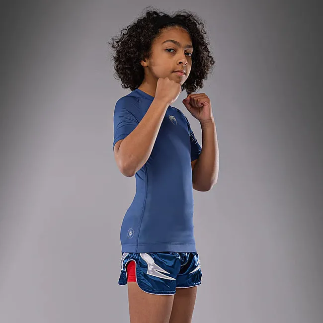 Рашгард для детей VENUM Contender Short Sleeves - Royal Blue