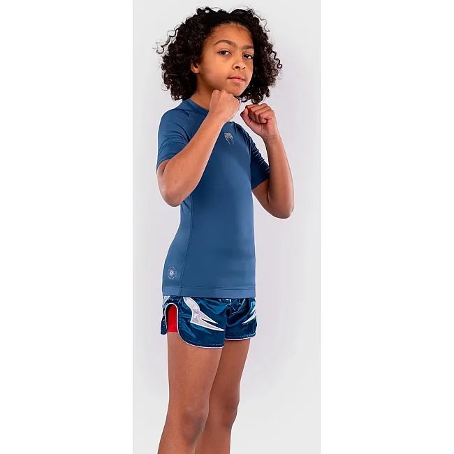 Рашгард для детей VENUM Contender Short Sleeves - Royal Blue