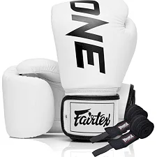 Боксерские перчатки Fairtex BGV1-ONE (натуральная кожа) White (бинты в комплекте)