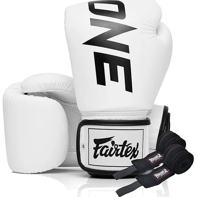 Боксерские перчатки Fairtex BGV1-ONE (натуральная кожа) White (бинты в комплекте)