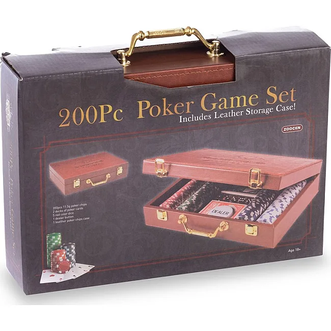 Набор для покера в кейсе из экокожи Poker game set SP-SPORT
 PK200L 200 фишек