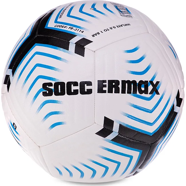 Футбольный мяч HYBRID SOCCERMAX FIFA FB-3114 №5 PU (Белый-черный-голубой)