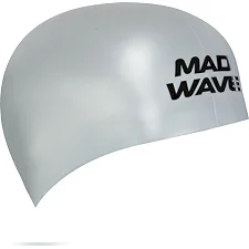 Шапочка для бассейна силиконовая для взрослых MADWAVE D-CAP FINA Approved M053701 (Серебряный)