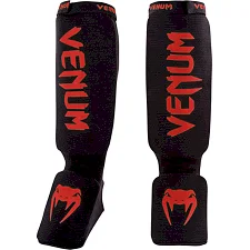 Защита голени и голеностопа Venum Kontact Shinguards Black Red