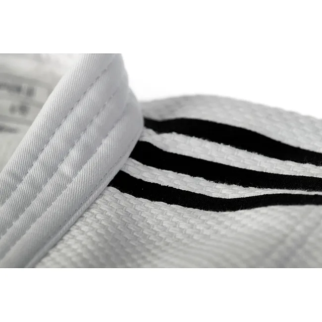 Кімоно для дзюдо Adidas Champion III з ліцензією IJF (білий/чорні смуги) J-IJF-2